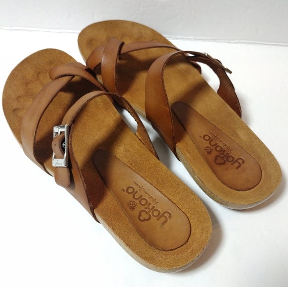 Yokono Ibiza Made in Spain Women's Leather Slide Toe Ring Buckle Sandals Tan 8 - Picture 7 of 10